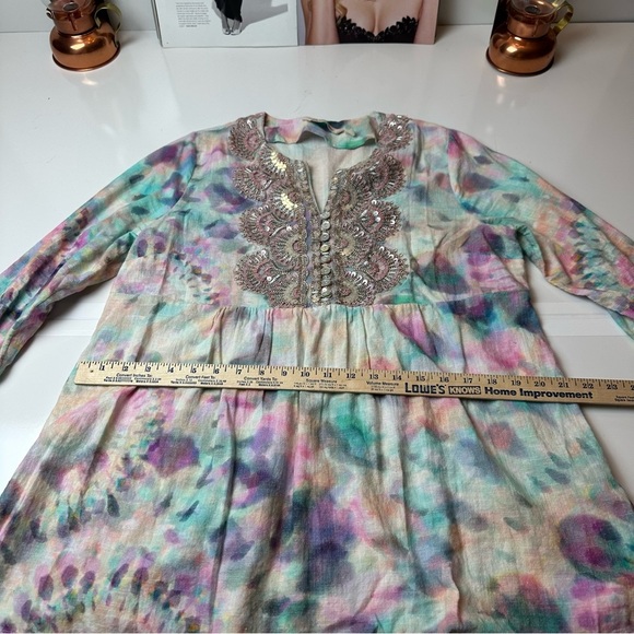 Soft Surroundings Pink and Purple Embellished Blouse - Picture 7 of 10